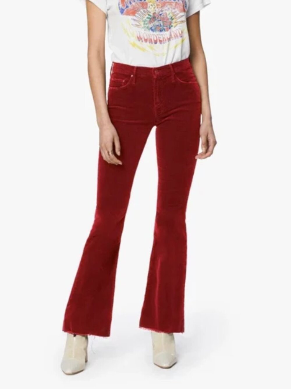 Mother the weekender fray corduroy raw hem pants garnet wash size 30 NWT
